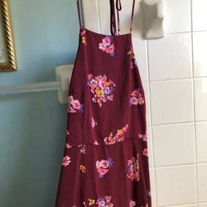 Burgundy halter neck/spaghetti strap maxi dress